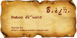 Babos Évald névjegykártya